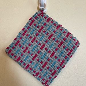 Handmade 8x8 potholders/trivets with wooden ring
